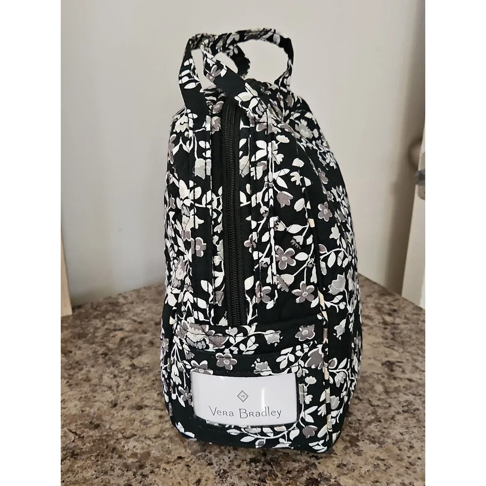 Classic Vera Bradley Quilted Thermal Lunch Bag Black & White Chandelier Noir EUC